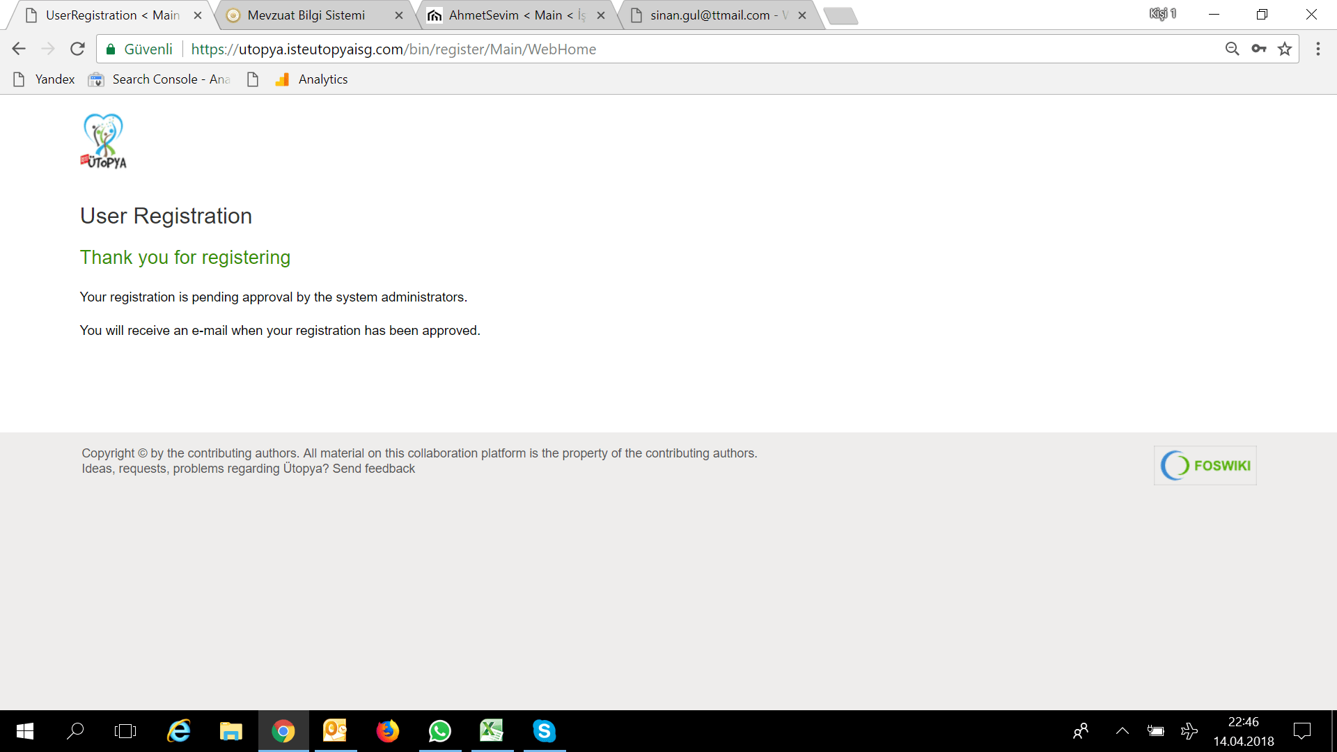 User registration error